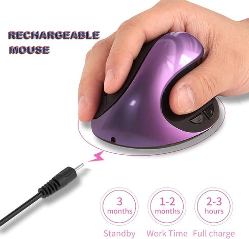 Ergonomic Mouse,Rechargeable Small Vertical Mouse with 6 Buttons Adjustable 800/1200/1600 DPI Pink Wireless Mouse for Laptop Desktop PC Mac… in Saudi Arabia
