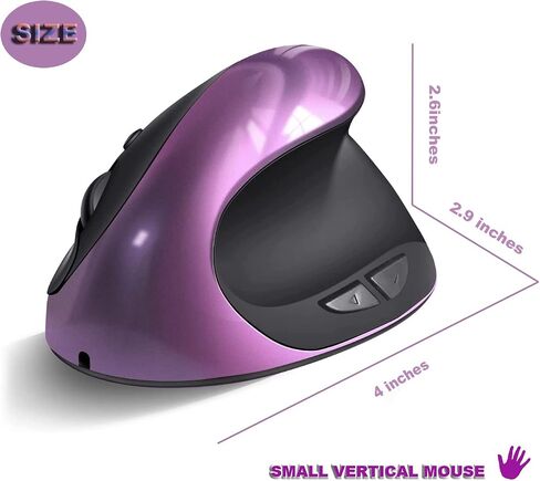 Ergonomic Mouse,Rechargeable Small Vertical Mouse with 6 Buttons Adjustable 800/1200/1600 DPI Pink Wireless Mouse for Laptop Desktop PC Mac… in Saudi Arabia