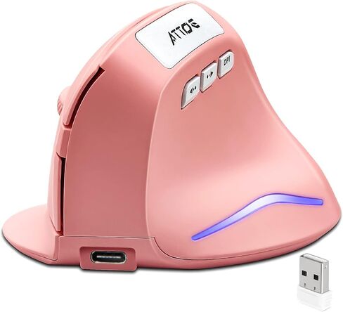 Ergonomic Mouse,Rechargeable Small Vertical Mouse with 6 Buttons Adjustable 800/1200/1600 DPI Pink Wireless Mouse for Laptop Desktop PC Mac… in Saudi Arabia