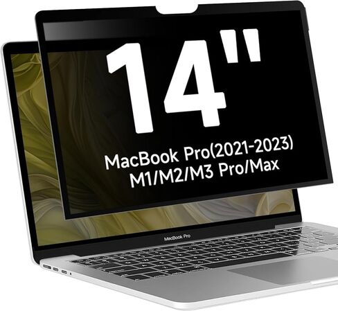 فلتر شاشة خصوصية مطور متوافق مع MacBook Pro 14 بوصة (M3، M2، M1، 2021-2023)-A2992 A2918 A2442 A2779، شاشة خصوصية للكمبيوتر المحمول مضادة للضوء الأزرق قابلة للإزالة، بدون غراء أو مغناطيسي in Kuwait