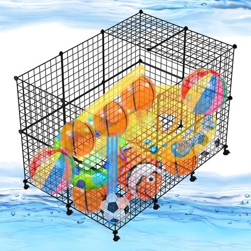rakkitomato Pool Noodles Holder, DIY Mesh Rolling Storage Organizer Bin for Pool Floats,Swim Toys,Inflatable Balls, Black in Kuwait