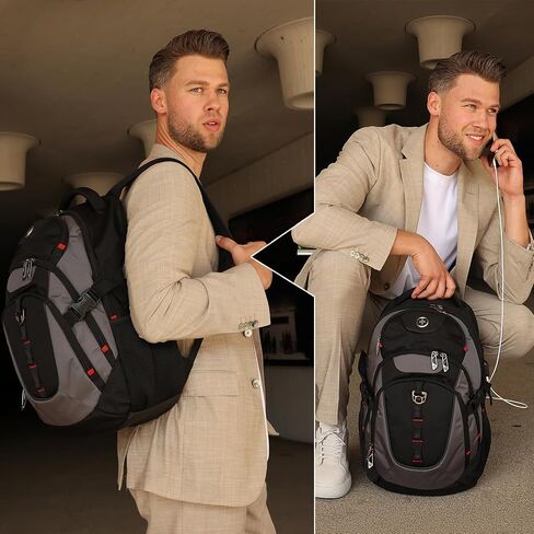 Swissdigital Design Large Business Laptop Backpack with Smart USB Charging Port, Travel Backpack Fits 15.6 inches laptops, Water Repellent College Backpack for Men Women (VECTOR SD803-12) in Saudi Arabia