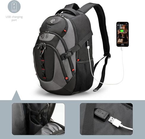 Swissdigital Design Large Business Laptop Backpack with Smart USB Charging Port, Travel Backpack Fits 15.6 inches laptops, Water Repellent College Backpack for Men Women (VECTOR SD803-12) in Saudi Arabia