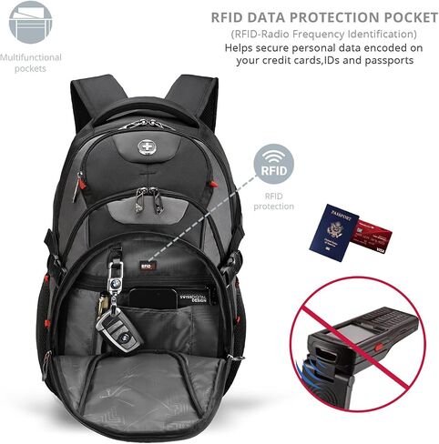 Swissdigital Design Large Business Laptop Backpack with Smart USB Charging Port, Travel Backpack Fits 15.6 inches laptops, Water Repellent College Backpack for Men Women (VECTOR SD803-12) in Saudi Arabia