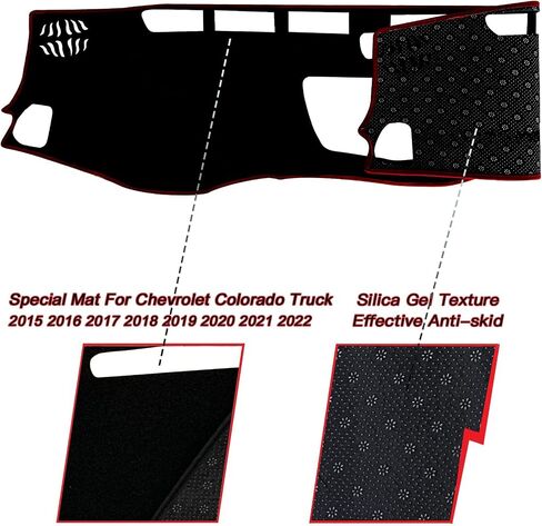 Dash Mat Cover Interior Dashboard Protection pad Compatible with Chevrolet Colorado Truck 2015-2022 Sunshade Glare UV Rays Protector (Black Trim) in Saudi Arabia