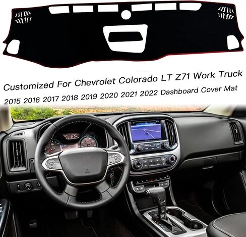 Dash Mat Cover Interior Dashboard Protection pad Compatible with Chevrolet Colorado Truck 2015-2022 Sunshade Glare UV Rays Protector (Black Trim) in Saudi Arabia
