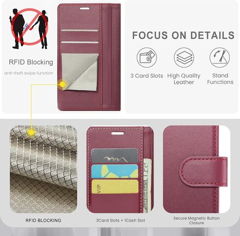 for Samsung Galaxy S23 Plus/S23+ Wallet Case with RFID Blocking Credit Card Holder, PU Leather Folio Flip Kickstand Protective Shockproof Cover Women Men for Samsung S23 Plus Phone case(Black) in Saudi Arabia
