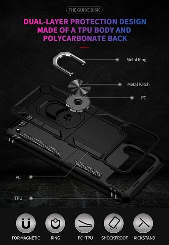 جراب Androgate مصمم لهاتف Samsung Galaxy Z Flip 3، مع واقي شاشة منحني ثلاثي الأبعاد عالي الدقة، وحامل حلقي من الدرجة العسكرية، غطاء هاتف تم اختبار سقوطه بطول 15 قدمًا لهاتف Samsung Z Flip 3 أحمر in Kuwait