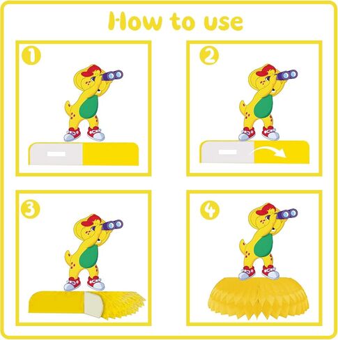 9-Piece Barney and Friends Birthday Decorations, Cartoon Theme Honeycomb Table Centerpiece for Kids and Adults, Vibrant Party Decoration Extravaganza in Saudi Arabia