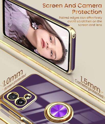 Dretal for Moto G Stylus 5G 2023 Case, 2X Screen Protector, 360° Rotatable Ring Holder Magnetic Kickstand,Plated Gold Edge Slim Soft TPU Protective Cover for Motorola G Stylus 5G 2023 (Black) in Kuwait