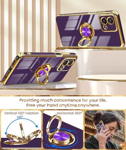 Dretal for Moto G Stylus 5G 2023 Case, 2X Screen Protector, 360° Rotatable Ring Holder Magnetic Kickstand,Plated Gold Edge Slim Soft TPU Protective Cover for Motorola G Stylus 5G 2023 (Black) in Kuwait