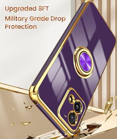 Dretal for Moto G Stylus 5G 2023 Case, 2X Screen Protector, 360° Rotatable Ring Holder Magnetic Kickstand,Plated Gold Edge Slim Soft TPU Protective Cover for Motorola G Stylus 5G 2023 (Black) in Kuwait