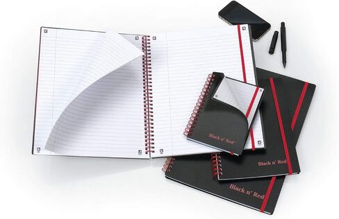 Black n' Red Notebook, Durable Hardcover, Premium Optik Paper, Scribzee App Compatible, Environmentally Friendly, Secure Casebound Binding, 8-1/4" x 5-7/8", 96 Double-Sided Ruled Sheets, Pack of 2 (73405) in Saudi Arabia