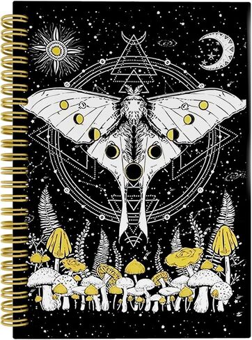 Knibeo Luna Moth Witch Notebook, Moon Journal, Witch Journal, Witchy Notebook, Witchy Gifts for Women, Boho Luna Moth Spiral Journal Notebook 5.5x8.3 in Saudi Arabia
