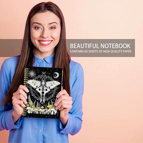 Knibeo Luna Moth Witch Notebook, Moon Journal, Witch Journal, Witchy Notebook, Witchy Gifts for Women, Boho Luna Moth Spiral Journal Notebook 5.5x8.3 in Saudi Arabia