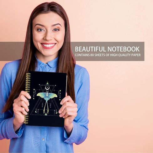 Knibeo Luna Moth Witch Notebook, Moon Journal, Witch Journal, Witchy Notebook, Witchy Gifts for Women, Boho Luna Moth Spiral Journal Notebook 5.5x8.3 in Saudi Arabia