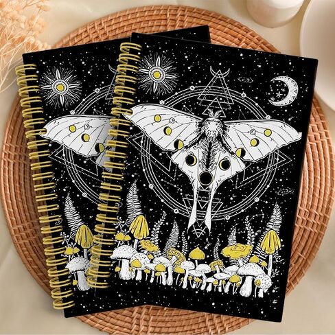 Knibeo Luna Moth Witch Notebook, Moon Journal, Witch Journal, Witchy Notebook, Witchy Gifts for Women, Boho Luna Moth Spiral Journal Notebook 5.5x8.3 in Saudi Arabia