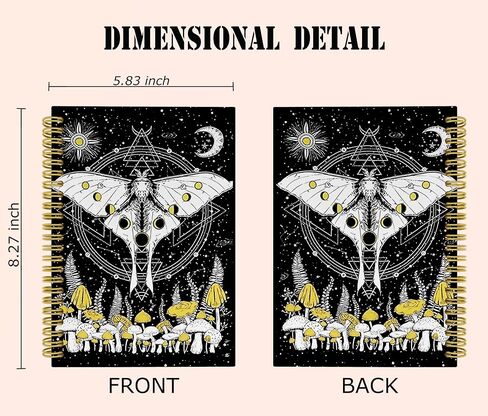 Knibeo Luna Moth Witch Notebook, Moon Journal, Witch Journal, Witchy Notebook, Witchy Gifts for Women, Boho Luna Moth Spiral Journal Notebook 5.5x8.3 in Saudi Arabia