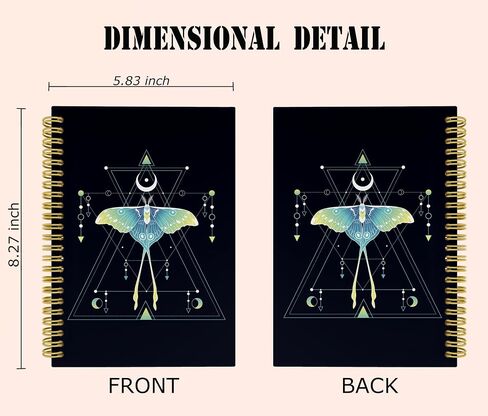 Knibeo Luna Moth Witch Notebook, Moon Journal, Witch Journal, Witchy Notebook, Witchy Gifts for Women, Boho Luna Moth Spiral Journal Notebook 5.5x8.3 in Saudi Arabia