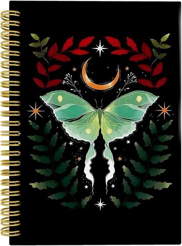 Knibeo Luna Moth Witch Notebook, Moon Journal, Witch Journal, Witchy Notebook, Witchy Gifts for Women, Boho Luna Moth Spiral Journal Notebook 5.5x8.3 in Saudi Arabia