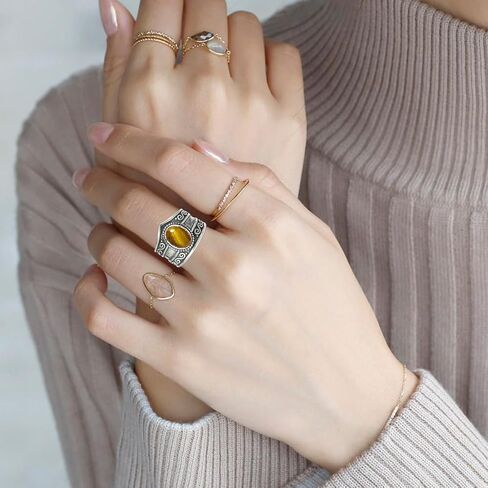 Genuine Crown Gemstone Ring,S925 Sterling Silver Retro Natural Oval Quartz Crystal Stone Boho Wide Band Ring Jewelry Gift for Women in Saudi Arabia