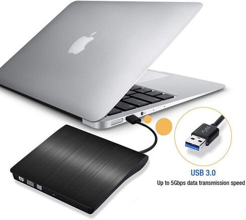 [إصدار محدث] محرك أقراص مضغوطة خارجي، محرك أقراص مضغوطة محمول ACETEND USB 3.0 +/-RW محرك أقراص DVD/CD ROM رفيع، ناسخ ناسخ أقراص DVD/CD ROM، نقل بيانات عالي السرعة لأجهزة الكمبيوتر المحمول وأجهزة الكمبيوتر المكتبية (رمادي) in Saudi Arabia