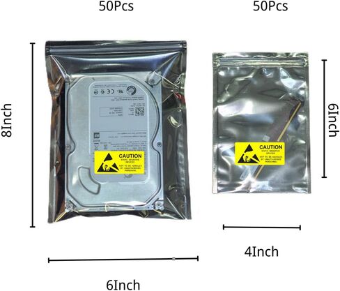 أكياس مضادة للكهرباء الساكنة، أكياس ESD قابلة للإغلاق، 100 قطعة حقيبة مضادة للكهرباء الساكنة مع 100 قطعة من الملصقات المضادة للكهرباء الساكنة لمحرك الأقراص الصلبة، ومعالج بطاقة اللوحة الأم، وذاكرة الوصول العشوائي، والأجهزة الإلكترونية in Kuwait