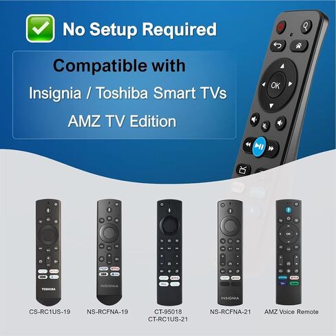 Backlit Remote Replacement for Toshiba/Insignia Smart TV, Compatible with Fire/Roku SmartTV - w/Soundbar Audio Control - (No Voice Search) [NOT for Stick] in Saudi Arabia