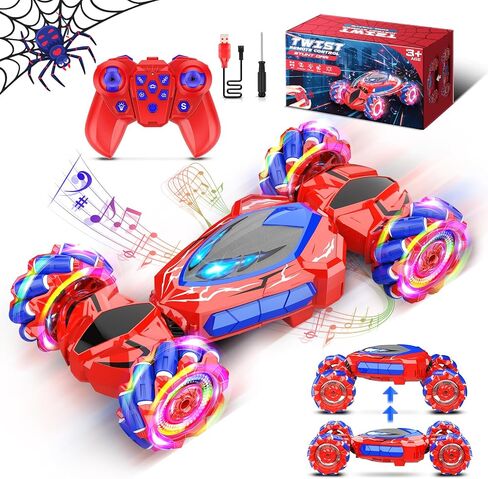 Spider Remote Control Car,Spider Toys for Boys 4-6,6-8,Double Sided 360° Rotating 4WD Rechargeable RC Cars with 2.4GHz Cool Outdoor Toys for Kids Birthday Gifts for 4-12 Year Old Boys in Saudi Arabia