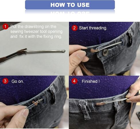 Joyangy Pack of 4 Drawstring Threader, Bodkin Threader Tweezers Sewing Tool, 2.6 + 3.1 Inch Sewing Tweezer Tool for Replacement Drawstring for Sweatpants, Tweezers Clips for Machine Hand Sewing in Saudi Arabia