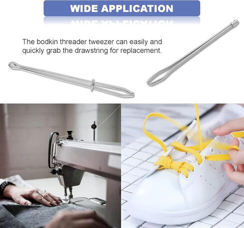 Joyangy Pack of 4 Drawstring Threader, Bodkin Threader Tweezers Sewing Tool, 2.6 + 3.1 Inch Sewing Tweezer Tool for Replacement Drawstring for Sweatpants, Tweezers Clips for Machine Hand Sewing in Saudi Arabia