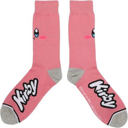 Bioworld Kirby Big Face Pink Knit Casual Crew Socks in Saudi Arabia