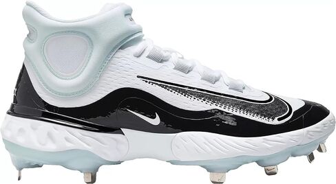 Nike Men's Alpha Huarache Elite 4 Mid Baseball Cleats (9.5 US, White & Black) in Saudi Arabia
