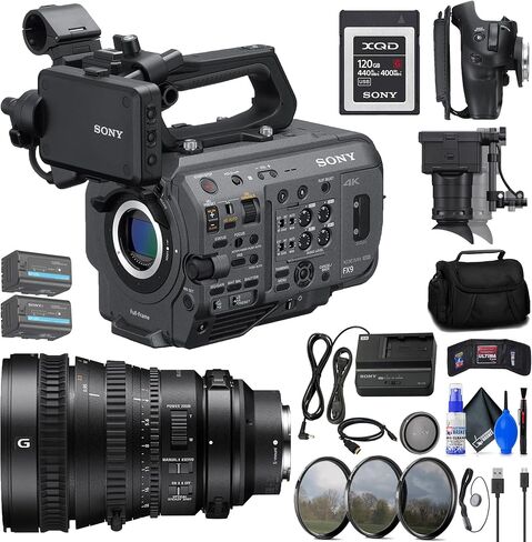 نظام كاميرا سوني PXW-FX9 XDCAM 6K كامل الإطار (الهيكل فقط (PXW-FX9V) عدسة FE PZ مقاس 28-135 مم (SELP28135G) + بطاقة ذاكرة سعة 120 جيجابايت + بطارية BP-U35 + مجموعة مرشح + حقيبة + محفظة ذاكرة + المزيد (متجددة) in Kuwait