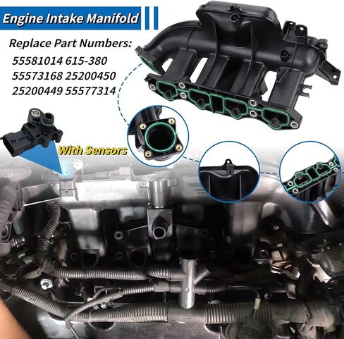 ترقية غطاء صمام المحرك ومجموعة مشعب السحب المتوافقة مع 2012-2020 تشيفي سونيك كروز تراكس بويك إنكور 1.4L يستبدل # 615-380KIT 55573746 615-380 264-968 25198874 25200449 in Kuwait