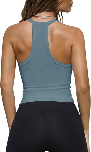 Imily Bela Womens Racerback Tank Tops Summer V Neck Ribbed Knit Yoga Workout Camisole Top in Kuwait