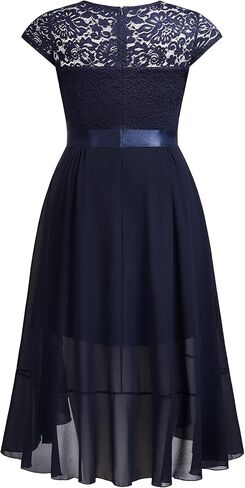 Knitee Women's Plus Size Floral Lace Ruffle Contrast Chiffon Formal Bridesmaid Party Cocktail Maxi Dress in Saudi Arabia
