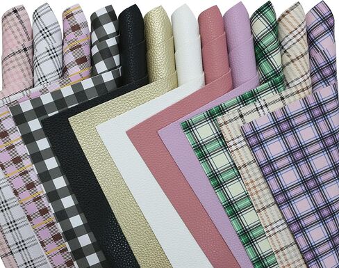 12 قطعة/مجموعة من صفائح الجلد الصناعي ذات الألوان الصلبة والمنقوشة، مجموعة حزمة من الجلد المنقوش بملمس محبب مقاس 8 بوصة × 12 بوصة مقاس A4 مطبوعة بألوان مختلطة من الجلد الصناعي لأقواس القرط لصنع الحرف اليدوية in Kuwait