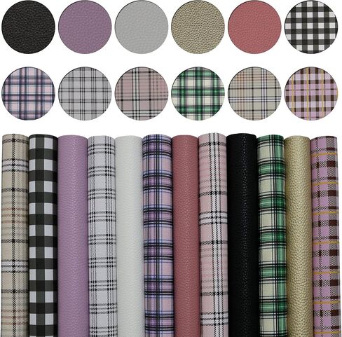 12 قطعة/مجموعة من صفائح الجلد الصناعي ذات الألوان الصلبة والمنقوشة، مجموعة حزمة من الجلد المنقوش بملمس محبب مقاس 8 بوصة × 12 بوصة مقاس A4 مطبوعة بألوان مختلطة من الجلد الصناعي لأقواس القرط لصنع الحرف اليدوية in Kuwait