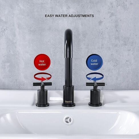 Matte Black Bathroom Faucet 3-Hole, Modern 8-Inch Black Widespread Bathroom Sink Vanity Faucet with 2 Cross Handles in Saudi Arabia