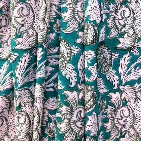 نسيج قطني مطبوع يدويًا من E-Tailor®، قماش فوال قطني للخياطة والحرفية وصناعة الملابس وتشغيل الصبغة الطبيعية قماش طباعة الأزهار الهندية Sanganeri من عرض الياردة 44 بوصة - 3 ياردة - زهري - أحمر in Kuwait