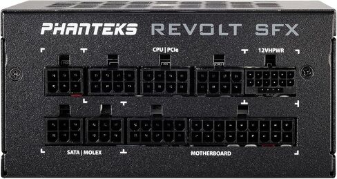 Phanteks (PH-P850PSF_02) Revolt SFX 850W 80PLUS Platinum، عامل شكل SFX صغير الحجم للغاية، ATX 3.0، مصدر طاقة PCIe 5.0، وحدات كاملة، كفاءة مصنفة بالبلاتينيوم، مروحة صامتة، أسود in Kuwait