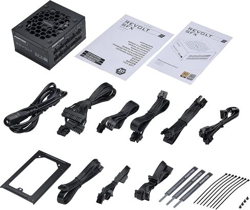 Phanteks (PH-P850PSF_02) Revolt SFX 850W 80PLUS Platinum، عامل شكل SFX صغير الحجم للغاية، ATX 3.0، مصدر طاقة PCIe 5.0، وحدات كاملة، كفاءة مصنفة بالبلاتينيوم، مروحة صامتة، أسود in Kuwait