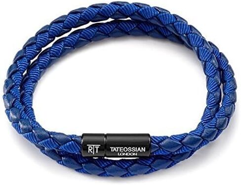 Men's Chelsea Blue Italian Leather Bracelet, Large, 41.5 CM in Kuwait