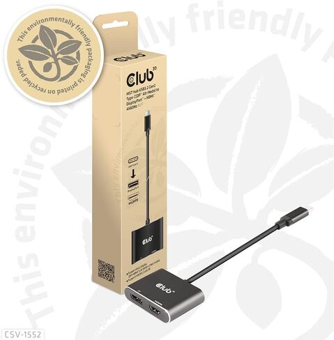 Club 3D CSV-1552 USB3.2 Gen2 Type-C (وضع DP Alt) إلى DisplayPort + HDMI شاشة مزدوجة 4K60 هرتز M/F MST hub in Saudi Arabia