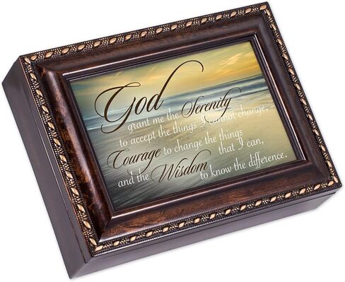 Cottage Garden Serenity Prayer Ocean Waves Burlwood Finish Jewelry Music Box Plays Amazing Grace in Saudi Arabia