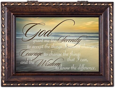 Cottage Garden Serenity Prayer Ocean Waves Burlwood Finish Jewelry Music Box Plays Amazing Grace in Saudi Arabia