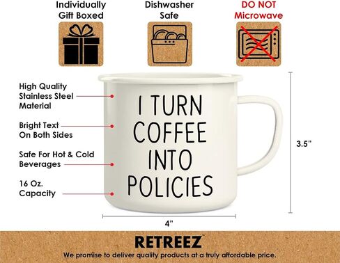 Retreez I Turn Coffee Into Policies Insurance Agent 16 أونصة من الفولاذ المقاوم للصدأ معدن من الفولاذ المقاوم للصدأ للتخييم في المخيمات - هدية عيد ميلاد ملهمة ساخرة مضحكة لصديق زميل العمل sis Bro Da Mom in Saudi Arabia