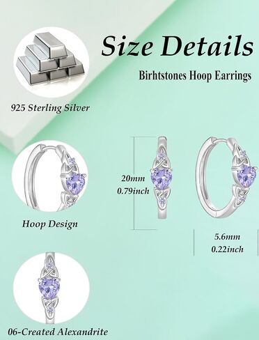 Celtic Knot Hoop Earrings 925 Sterling Silver Heart Huggie Earring Birthstone Jewelry Gift for Women in Saudi Arabia