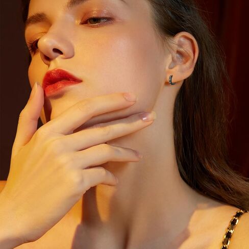 أقراط هوب S925 من الفضة الإسترليني للرجال أقراط فايكنغ سوداء رائعة مجوهرات رجالية للرجال والنساء والأولاد in Kuwait